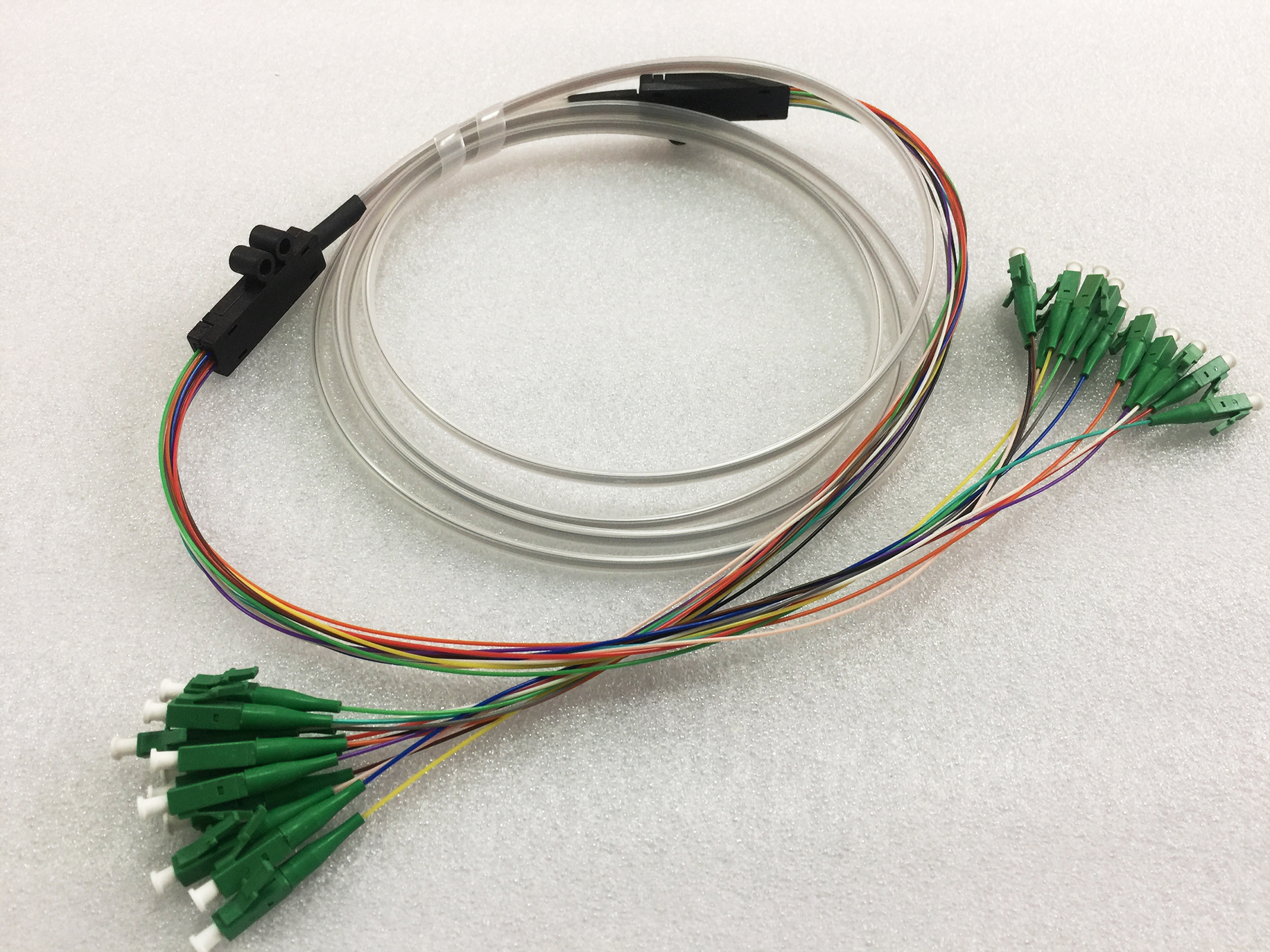 高品质带状裸光纤跳线液晶/APC 12光纤扇形件G657A1