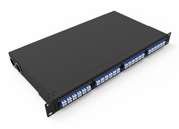 10G OM3固定式MPO MTP光纤配线架，用于4个面板盒