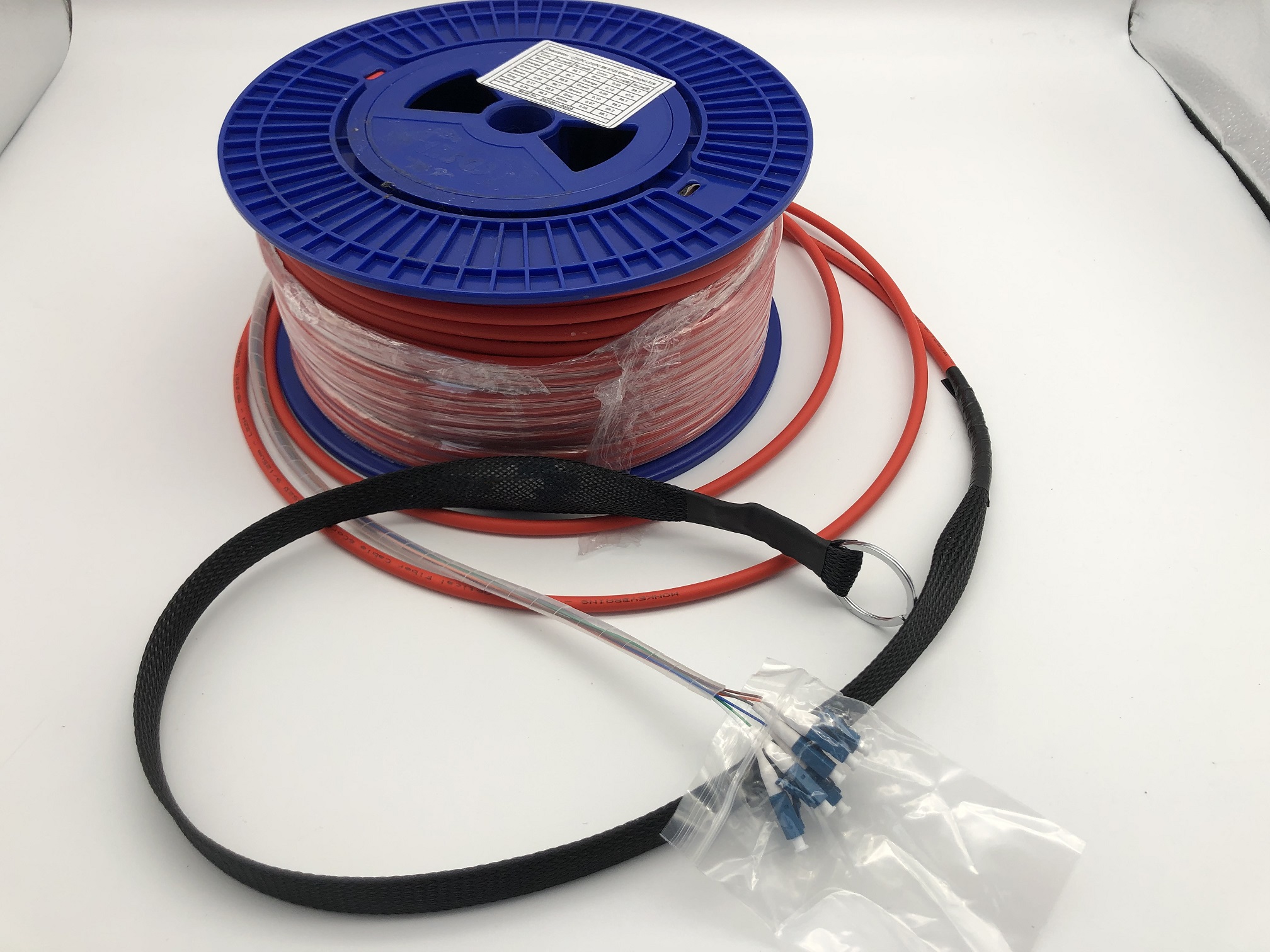 铠装散装光缆光纤跳线6芯液晶/UPC拉眼组件LSZH红色