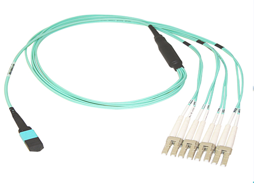 MPO光缆至液晶光纤跳线8 12芯OM3，带2.0毫米尾纤