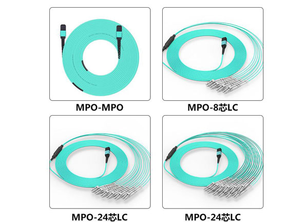 供应MTP/MPO光纤跳线 | 12光纤MPO至LC OM4束光纤跳线100Gb(QSFP)