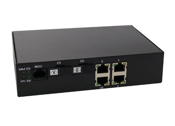 网络OEM以太网光纤交换机4端口，带2x1000m光纤接口