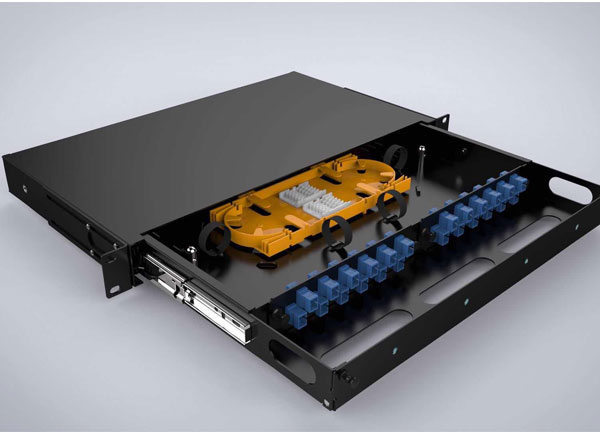 滑动抽屉式终端盒24端口SC 1U机架安装光纤接线板