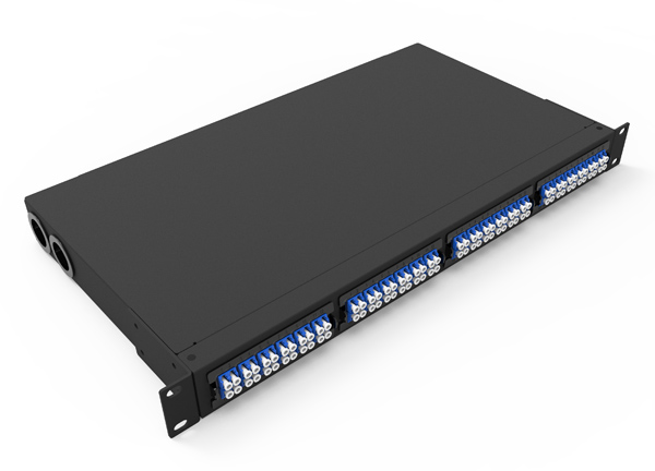 1U机架安装光纤MTP MPO接线板4模块MTP至6 x液晶双工