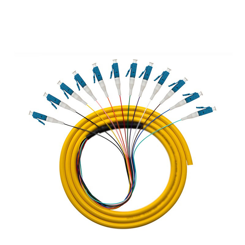 突破光纤尾纤12光纤LC SM G652D G657A1 3m康宁OFNR散装光纤分布尾纤